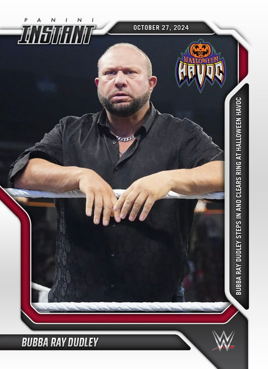 Bubba RAY Dudley – Bubba RAY Dudley Steps in and Clears Ring at Halloween Havoc trading card PW Catalog