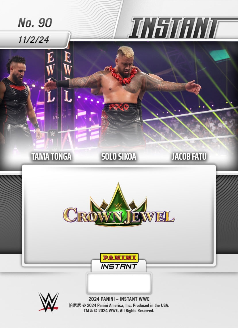 Tama Tonga – Solo Sikoa – Jacob Fatu – the Bloodline Wins Six-Man TAG Team Match trading card PW Catalog