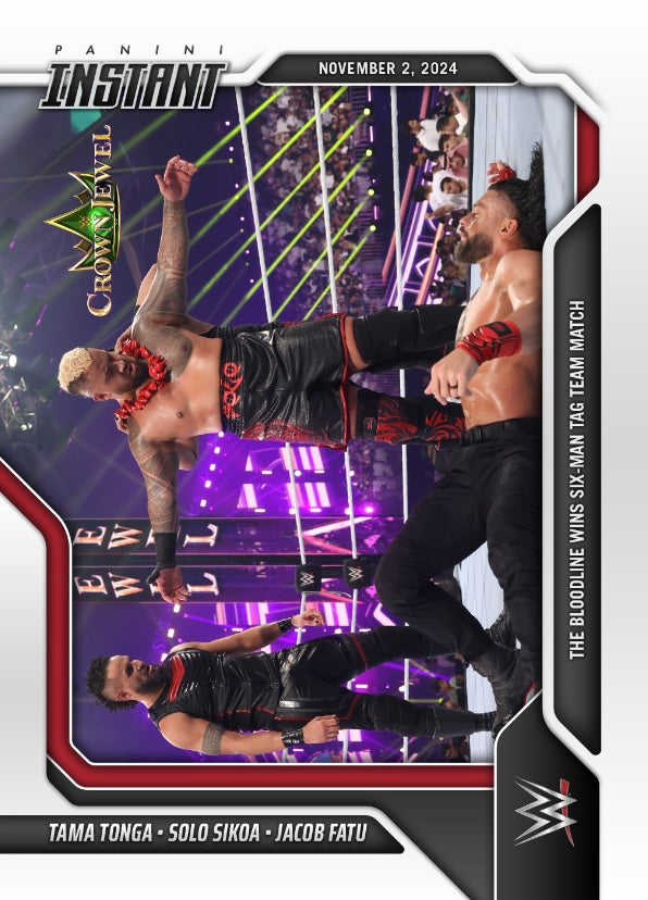 Tama Tonga – Solo Sikoa – Jacob Fatu – the Bloodline Wins Six-Man TAG Team Match trading card PW Catalog
