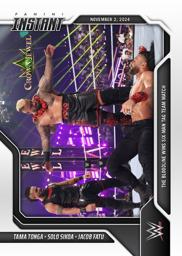 Tama Tonga – Solo Sikoa – Jacob Fatu – the Bloodline Wins Six-Man TAG Team Match trading card PW Catalog