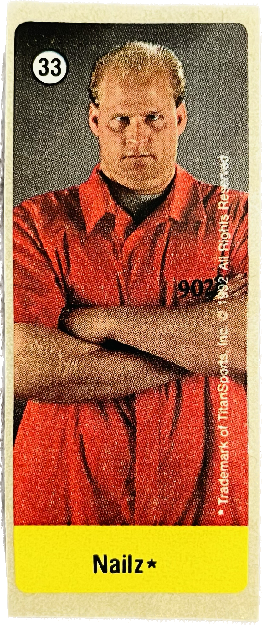 WWF Dunkin Bubble Gum Stickers (1992) No. 33 Nailz PW Catalog