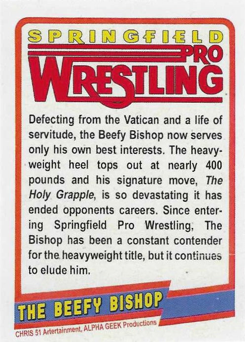 Beefy Bishop – Rome trading card PW Catalog