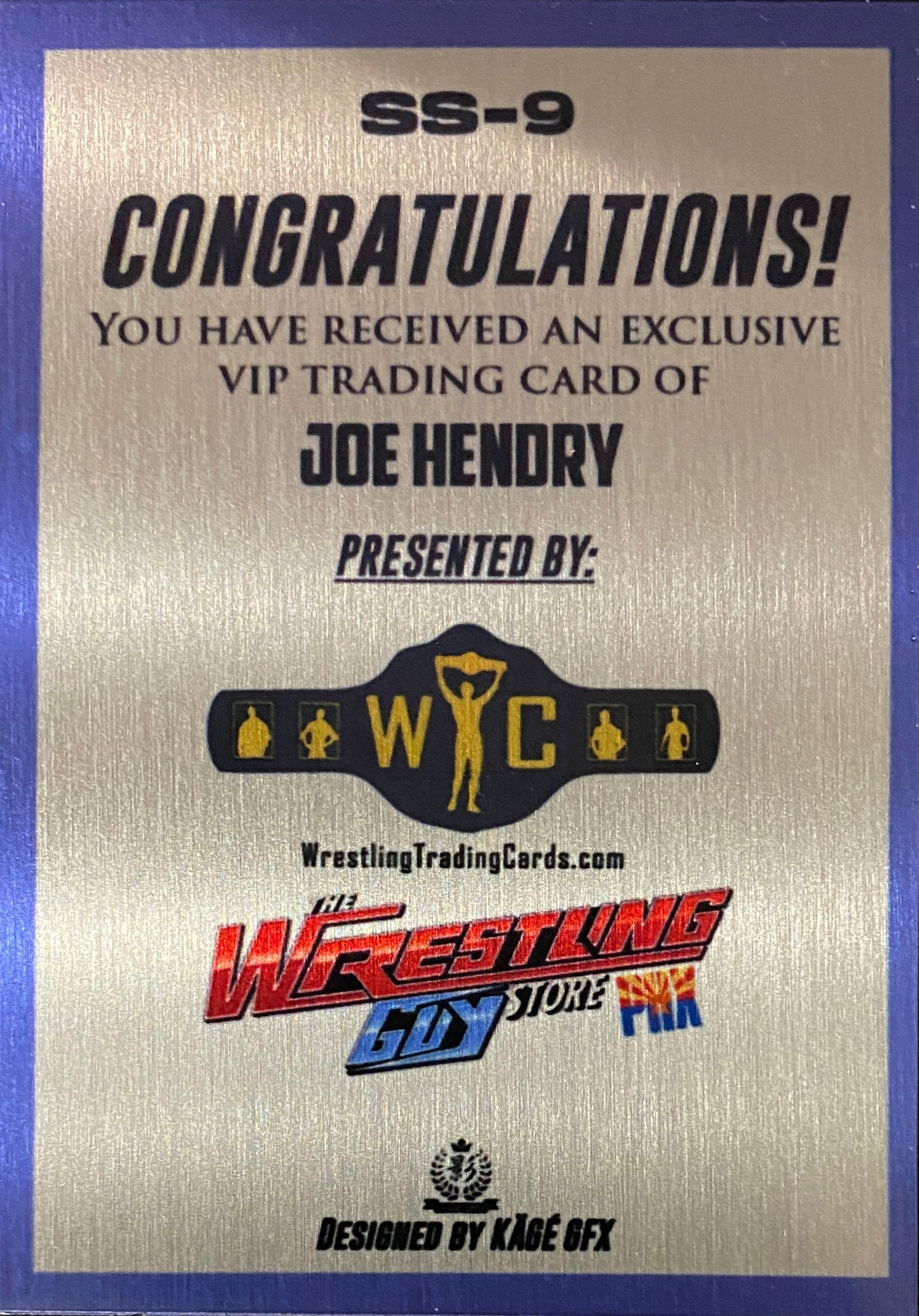 Signature Series – JOE Hendry trading card PW Catalog