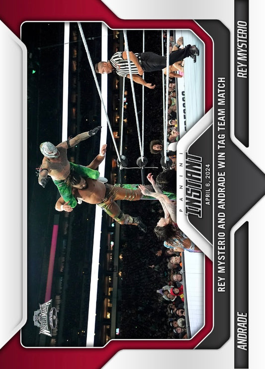 Andrade / REY Mysterio – REY Mysterio and Andrade Win TAG Team Match trading card PW Catalog