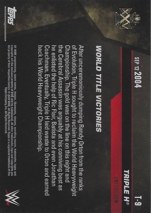 SEP 12 2004 – Triple H DEF. Randy Orton trading card PW Catalog