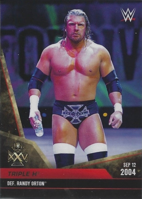SEP 12 2004 – Triple H DEF. Randy Orton trading card PW Catalog