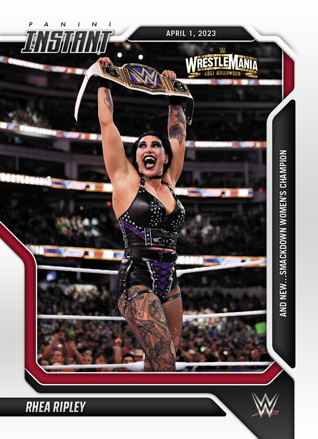 Rhea Ripley – and NEW… Smackdown Women’s Champion trading card PW Catalog