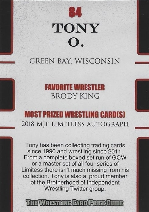 Tony O. trading card PW Catalog