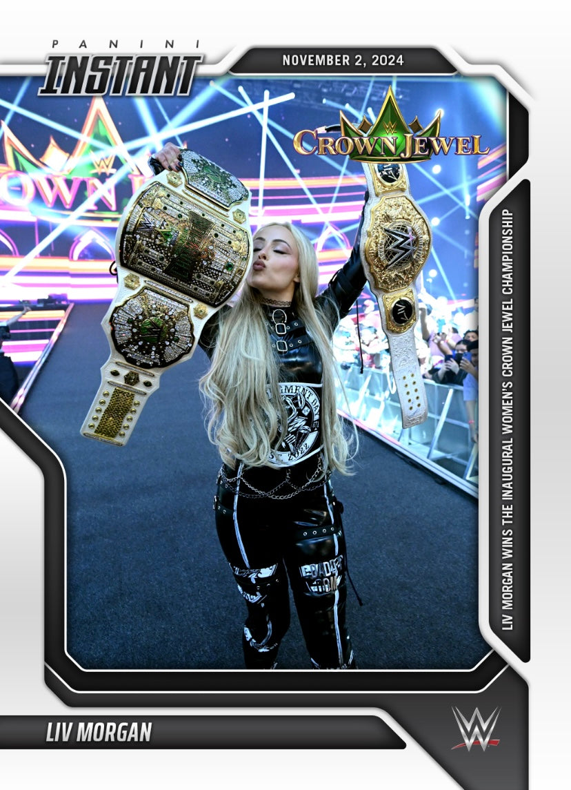 LIV Morgan – LIV Morgan Wins the Inaugural Women’s Crown Jewel Championship trading card PW Catalog