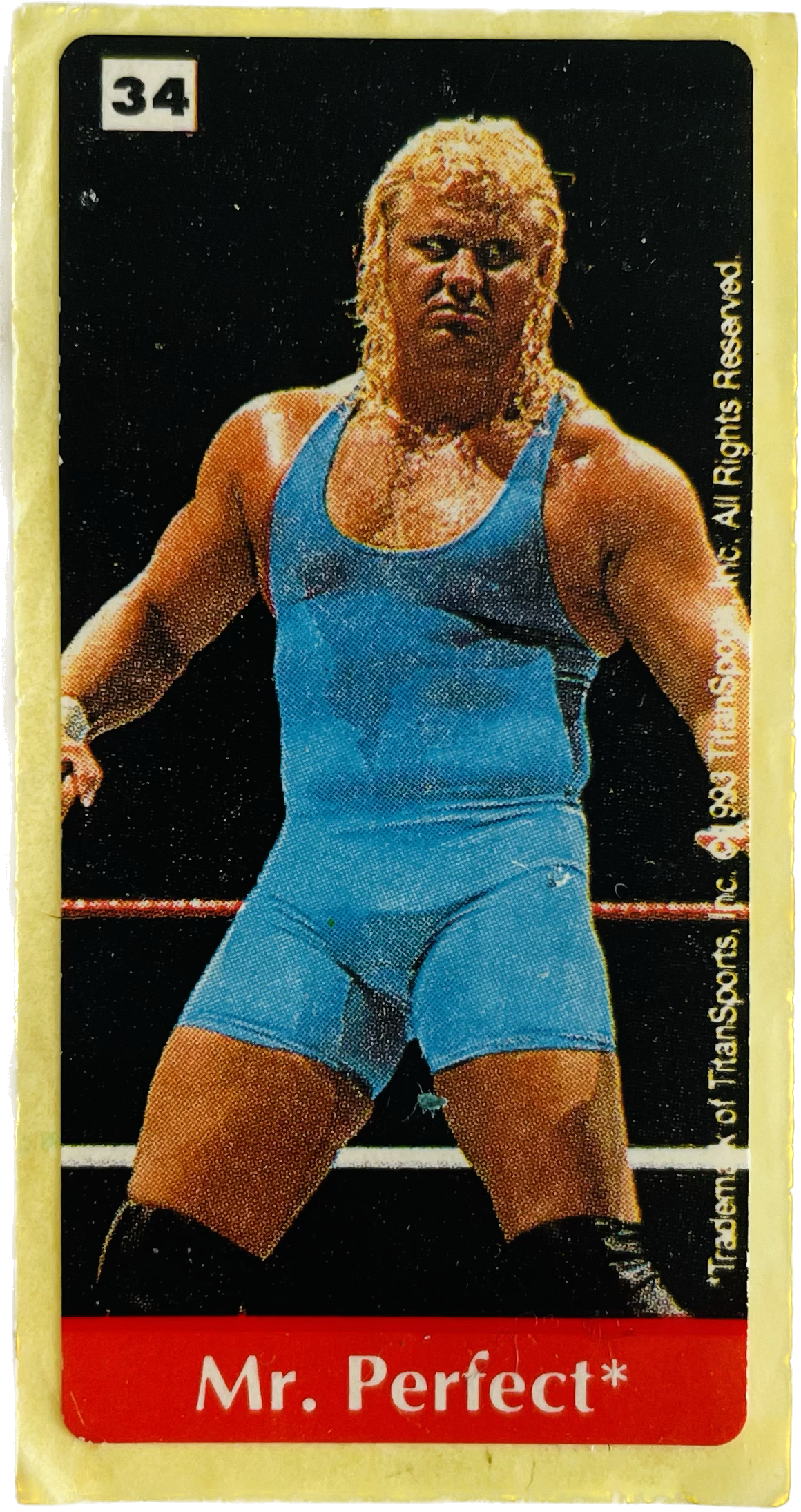 WWF Dunkin Bubble Gum Stickers (1993) No. 34 Mr. Perfect PW Catalog
