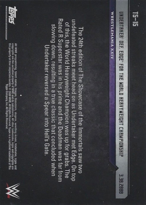 Wrestlemania Xxiv – Undertaker DEF. Edge for the World Heavyweight Championship trading card PW Catalog