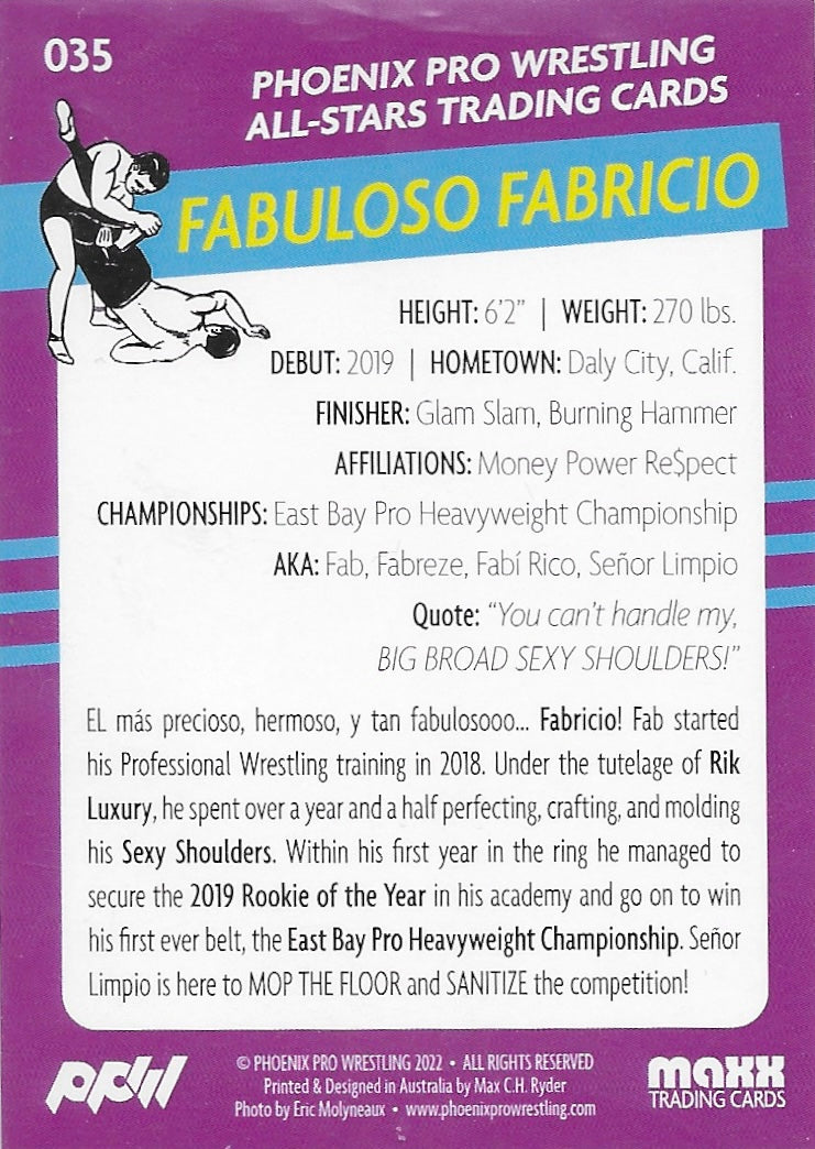 Fabuloso Fabricio trading card PW Catalog