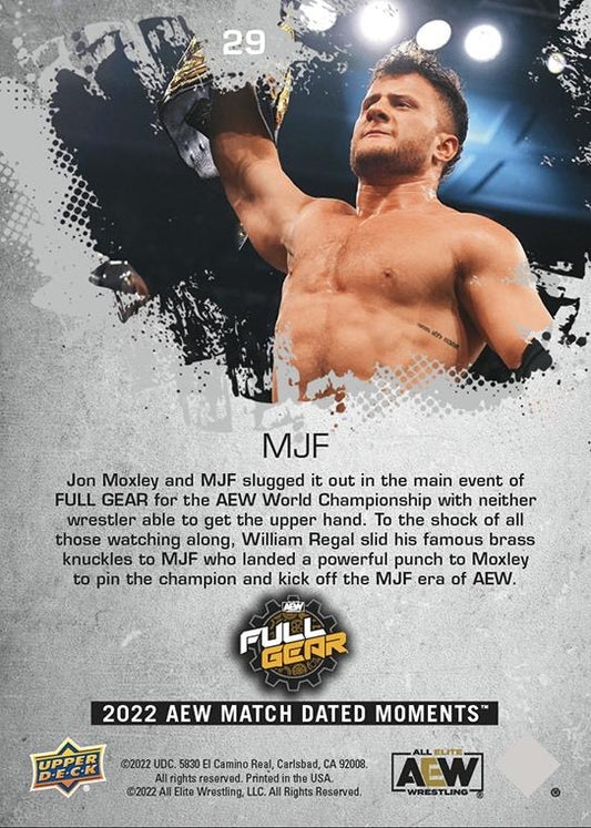 MJF – in a Completely Shocking Turn of Events, MJF Captures the AEW World Championship With the Help From William Regal trading card PW Catalog