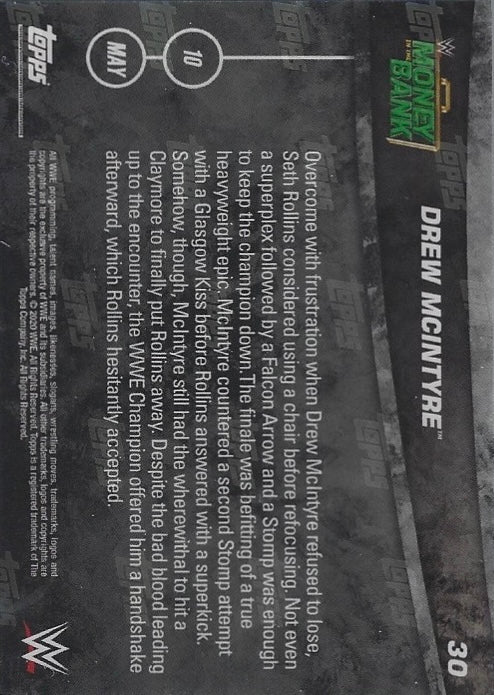 Drew Mcintyre DEF. Seth Rollins to Retain the WWE Championship trading card PW Catalog