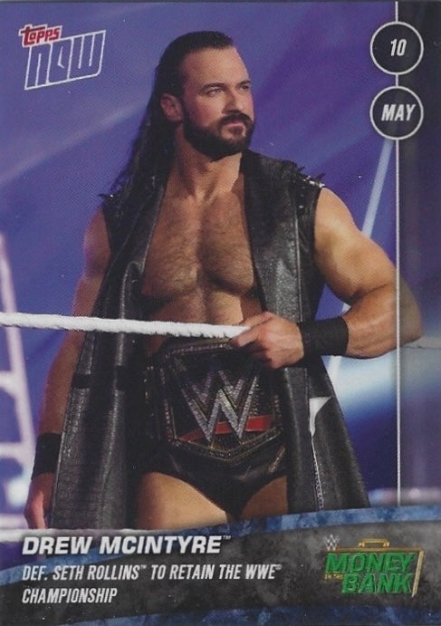 Drew Mcintyre DEF. Seth Rollins to Retain the WWE Championship trading card PW Catalog
