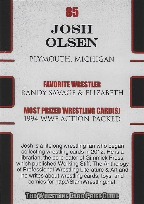 Josh Olsen trading card PW Catalog