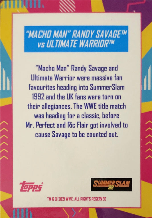 Summerslam ’92 – “Macho Man” Randy Savage vs. Ultimate Warrior trading card PW Catalog