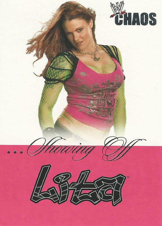WWE Fleer Chaos 2004 SO 1 of 16 Lita trading card PW Catalog
