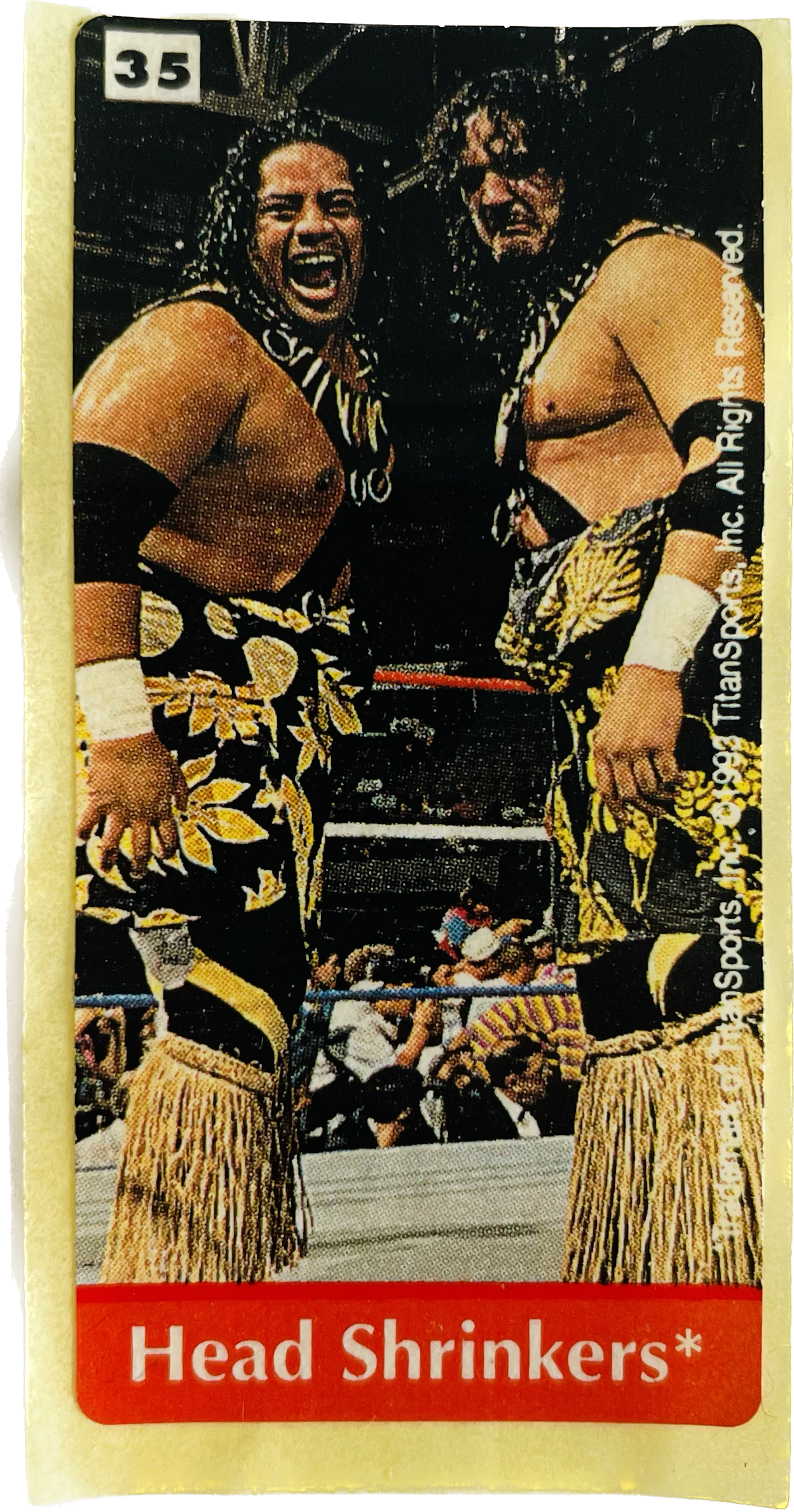 WWF Dunkin Bubble Gum Stickers (1993) No. 35 Headshrinkers PW Catalog