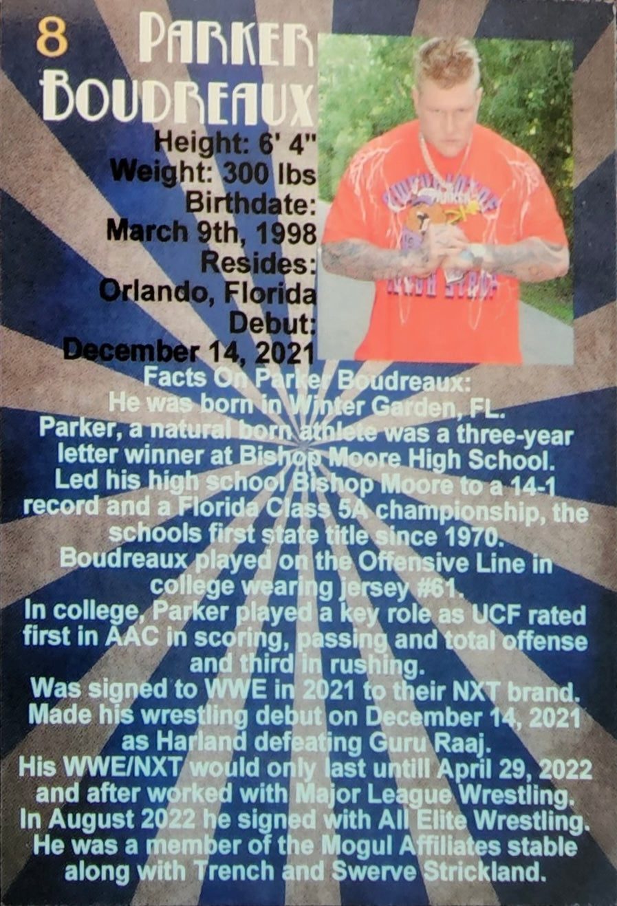 Parker Boudreaux “the Destroyer of Gods” trading card PW Catalog