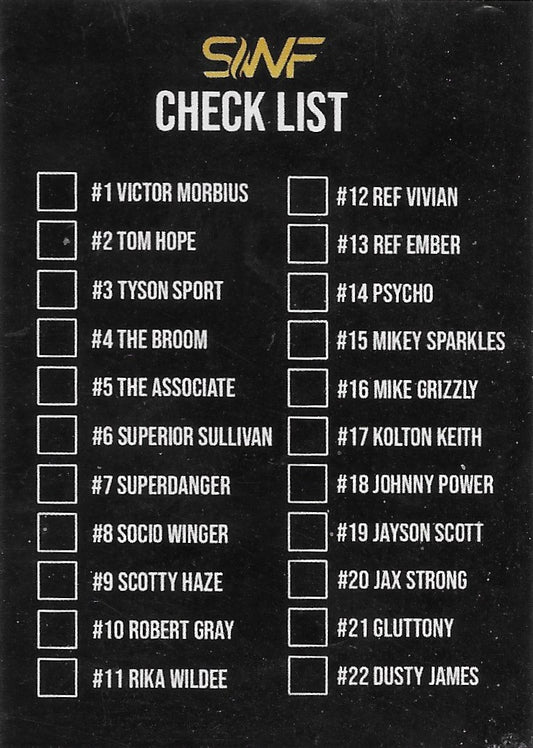 Check List trading card PW Catalog
