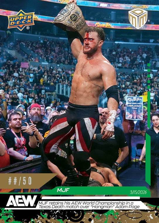 MJF – MJF Retains HIS AEW World Championship in a Texas Death Match Over “Hangman” Adam Page trading card PW Catalog