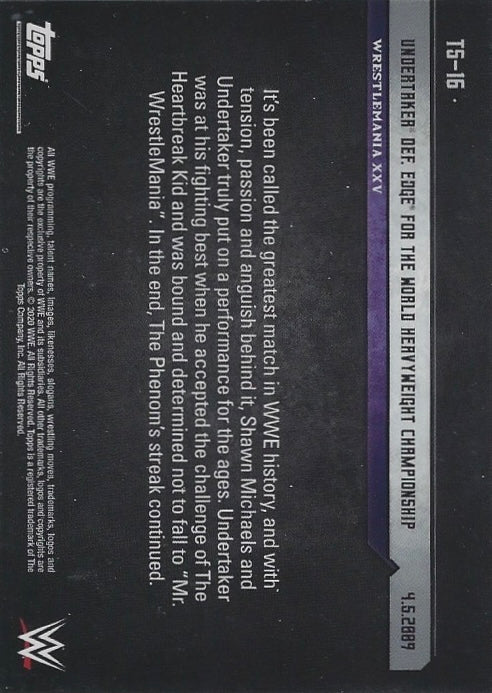 Wrestlemania XXV – Undertaker DEF. Shawn Michaels trading card PW Catalog