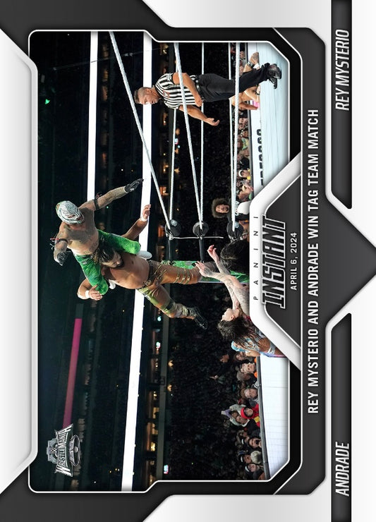 Andrade / REY Mysterio – REY Mysterio and Andrade Win TAG Team Match trading card PW Catalog