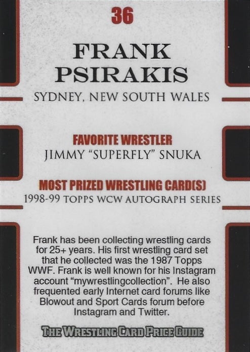 Frank Psirakis trading card PW Catalog