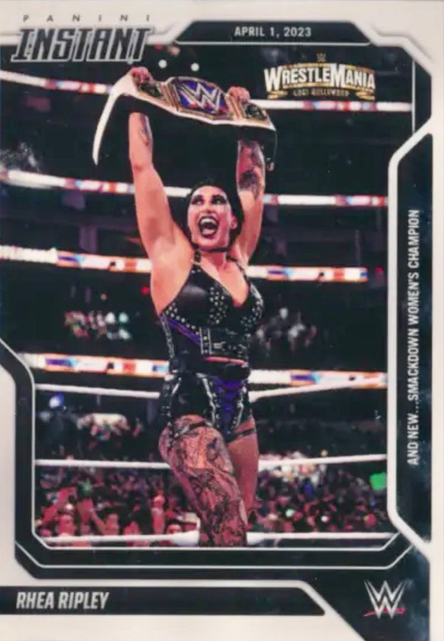 Rhea Ripley – and NEW… Smackdown Women’s Chamion trading card PW Catalog