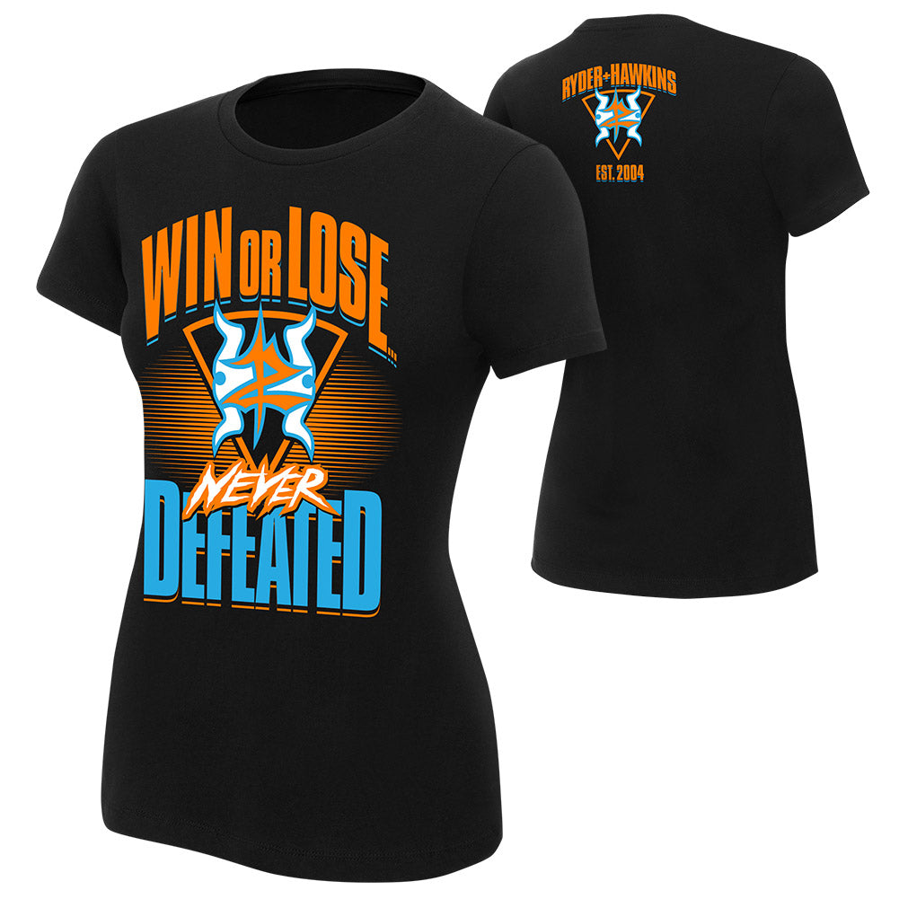 Zack Ryder & Curt Hawkins "Never Defeated" Women's Authentic T-Shirt T-Shirt PW Catalog