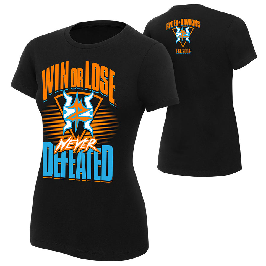 Zack Ryder & Curt Hawkins "Never Defeated" Women's Authentic T-Shirt T-Shirt PW Catalog