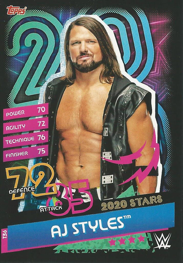 WWE Topps Slam Attax Reloaded 2020 AJ Styles T36 trading card PW Catalog