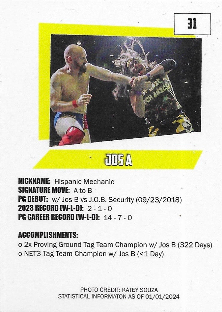 Hispanic Mechanic JOS A trading card PW Catalog
