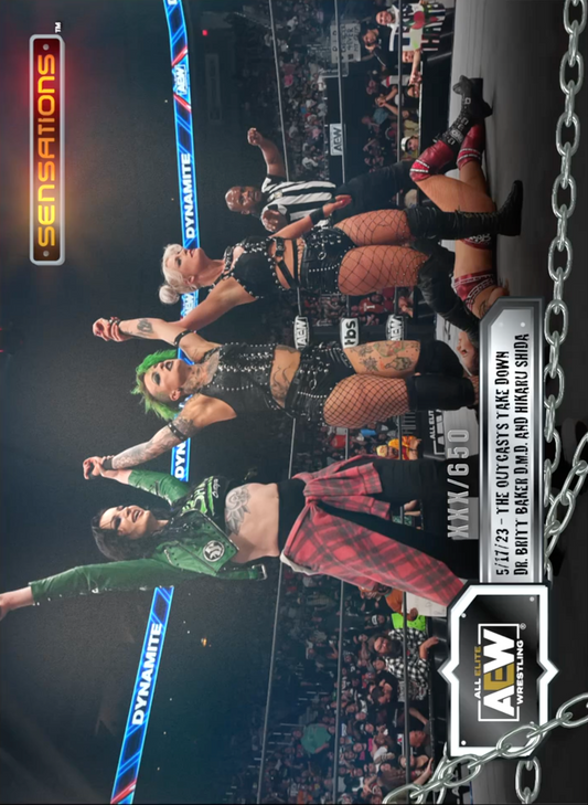 5/17/23 – the Outcasts – the Outcasts Take Down DR. Britt Baker D.M.D. and Hikaru Shida trading card PW Catalog