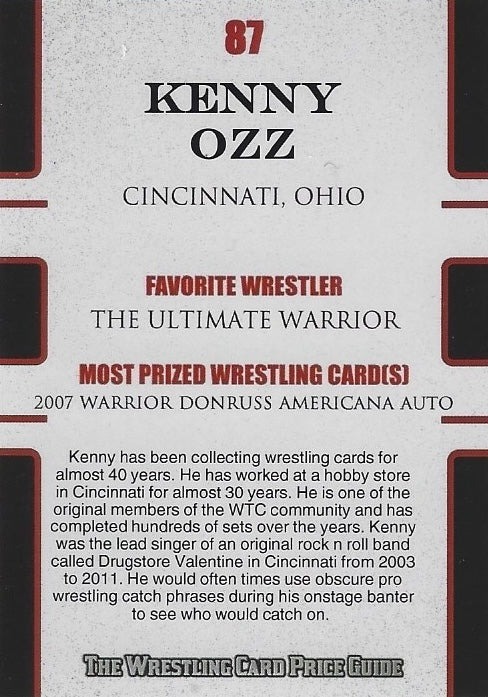Kenny OZZ trading card PW Catalog