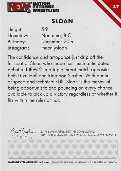 Sloan trading card PW Catalog