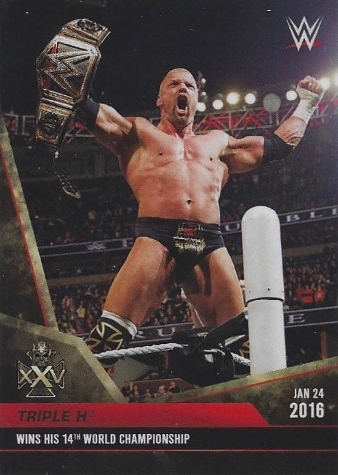JAN 24 2016 – Triple H Wins HIS 14th World Championship trading card PW Catalog
