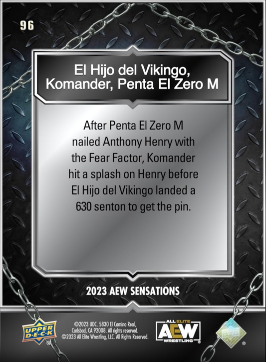 12/1/23 – el Hijo del Vikingo, Komander, Penta el Zero M – el Hijo del Vikingo, Komander and Penta el Zero M Win trading card PW Catalog