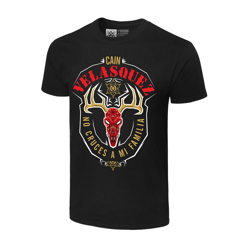 Cain Velasquez "Don't Cross My Family" Deer Skull Authentic T-Shirt T-Shirt PW Catalog