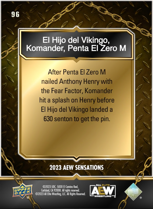 12/1/23 – el Hijo del Vikingo, Komander, Penta el Zero M – el Hijo del Vikingo, Komander and Penta el Zero M Win trading card PW Catalog