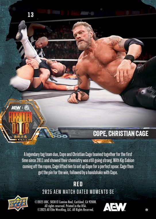 Cope, Christian Cage – Reunited AS a TAG Team for the First Time in More Than a Decade, Cope and Christian Cage Earn the Win trading card PW Catalog