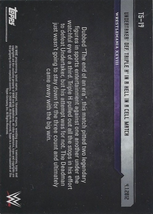 Wrestlemania Xxviii – Undertaker DEF. Triple H in a Hell in a Cell Match trading card PW Catalog