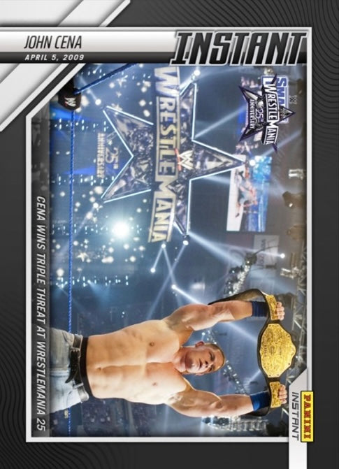 John Cena – Cena Wins Triple Threat at Wrestlemania 25 trading card PW Catalog