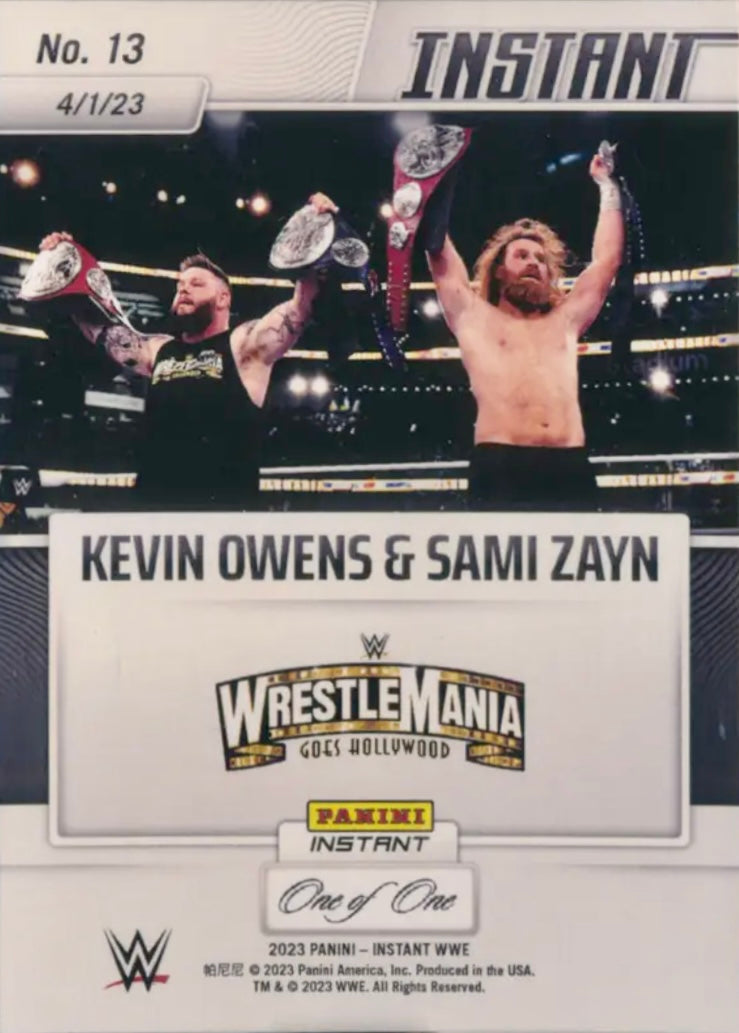 Kevin Owens & Sami Zayn – and NEW… Undisputed WWE TAG Team Champions trading card PW Catalog