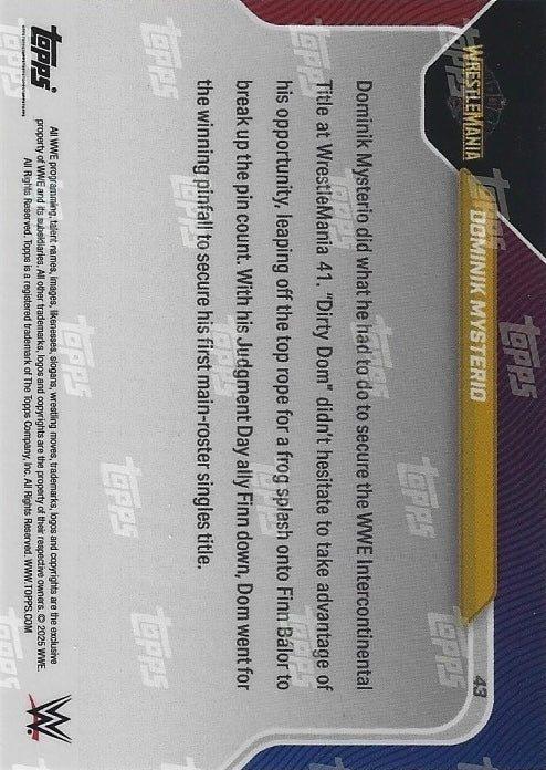 Dominik Mysterio ‘Dirty DOM’ Snags Singles Gold With IC Title Win trading card PW Catalog
