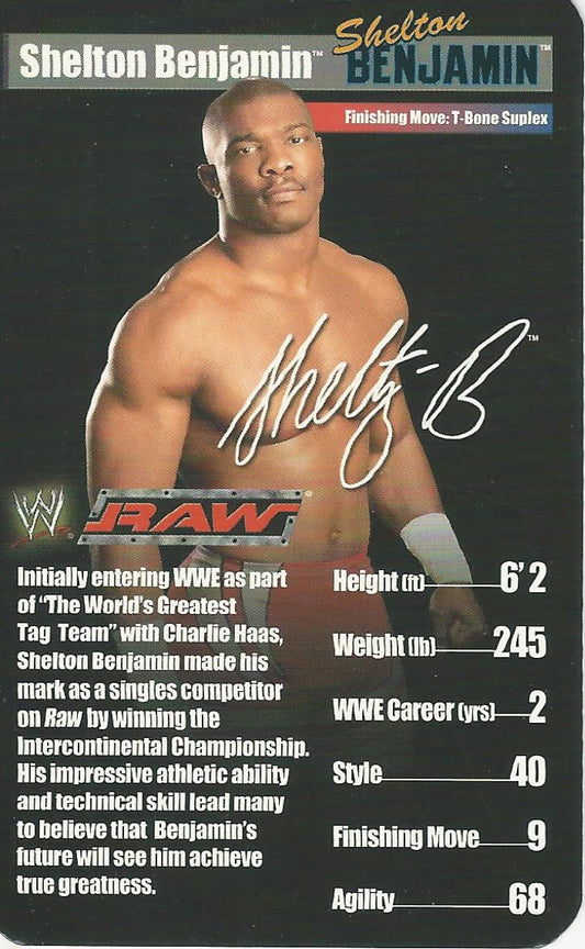 WWE Top Trumps Superstars 1 2005 Shelton Benjamin trading card PW Catalog