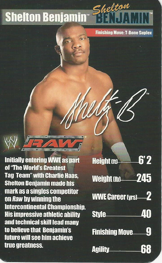WWE Top Trumps Superstars 1 2005 Shelton Benjamin trading card PW Catalog
