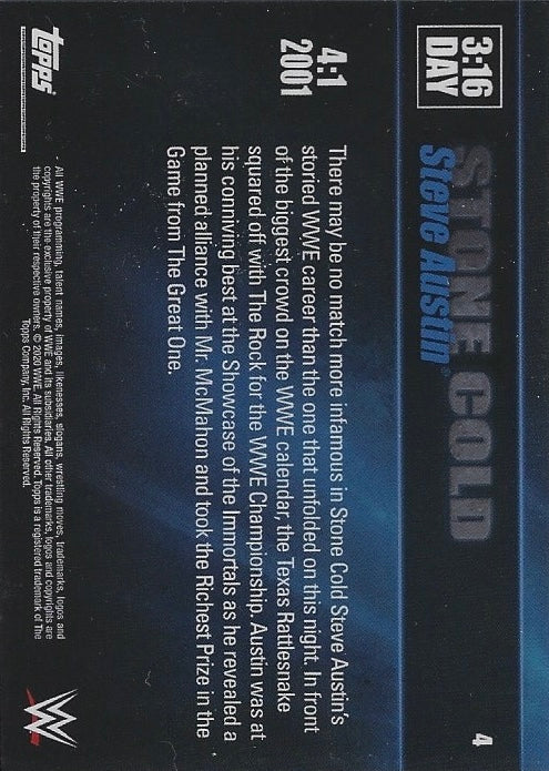 4:1 2001 – Stone Cold Steve Austin Forms an Unholy Alliance for the WWE Championship trading card PW Catalog
