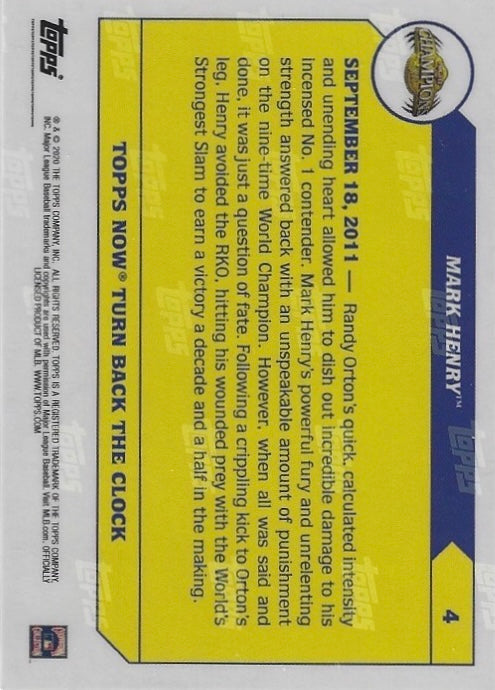 Night of Champions 9.18.2011 Mark Henry Wins the World Heavyweight Championship trading card PW Catalog